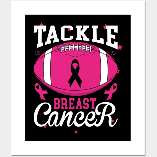 Tackle Breast Cancer Awareness Football Pink Ribbon Women Posters and Art